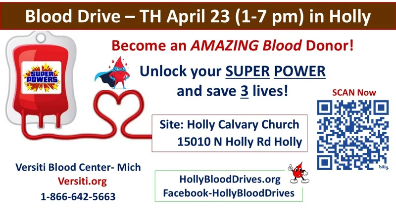 Blood Drive April 23 At Holly Calvary Church In Holly Mi