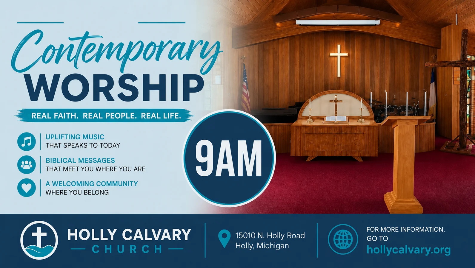Latest Contemporary Worship Graphic At Holly Calvary Church in Holly, MI