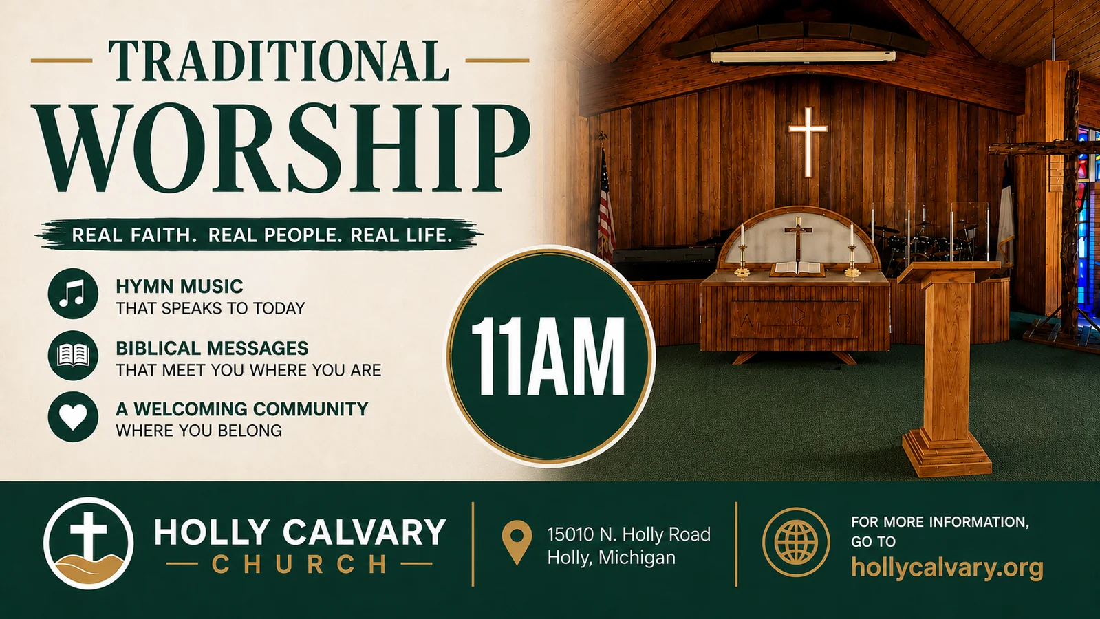 Latest Traditional Worship Graphic At Holly Calvary Church in Holly, MI
