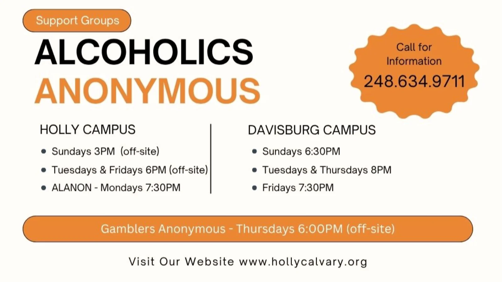 Newest AA Summer at Holly Calvary Church in Holly, MI