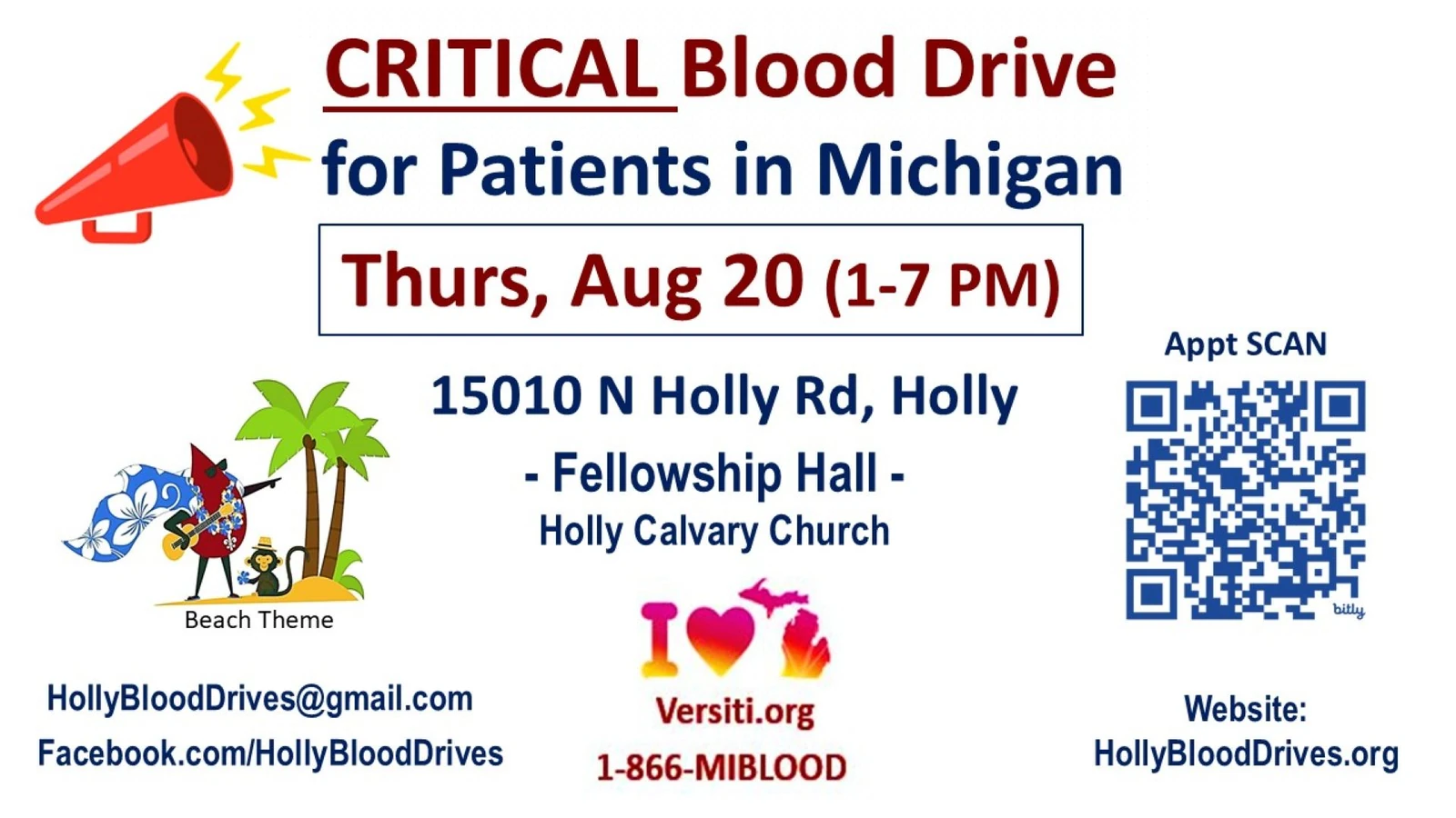 Blood Drive August at Holly Calvary Church in Holly, MI