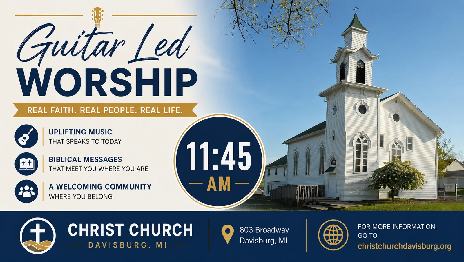 Guitar Led Worship 1145am July 1at Holly Calvary Church in Holly, MI