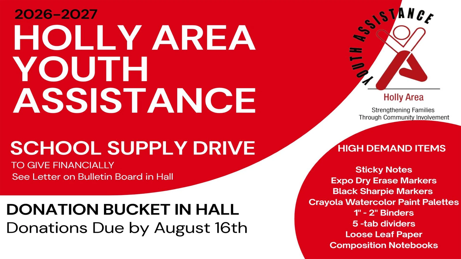 New Haya School Supplies at Holly Calvary Church in Holly, MI