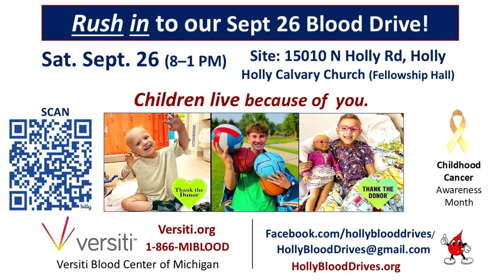 Sept Blood Drive at Holly Calvary Church in Holly, MI